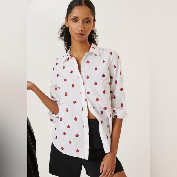 NWT Maeve by Anthropologie Classic Lady Bug Buttondown, Size L - Picture 2 of 13